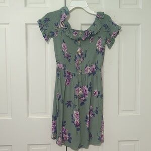 Green off the shoulder dress